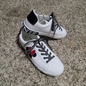New Adult Disney Minnie Mouse White/Black With Red Sneakers Sz 9.5